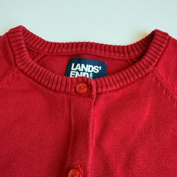 Lands End School Uniform Girls Cotton Modal Cardigan Sweater Red Small 6-7 - Picture 6 of 9